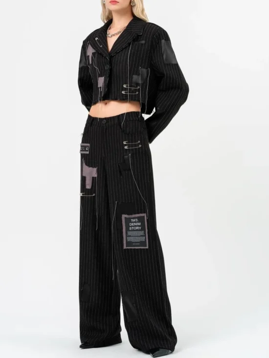 Striped Spliced Pin Two Piece Set - Image 4