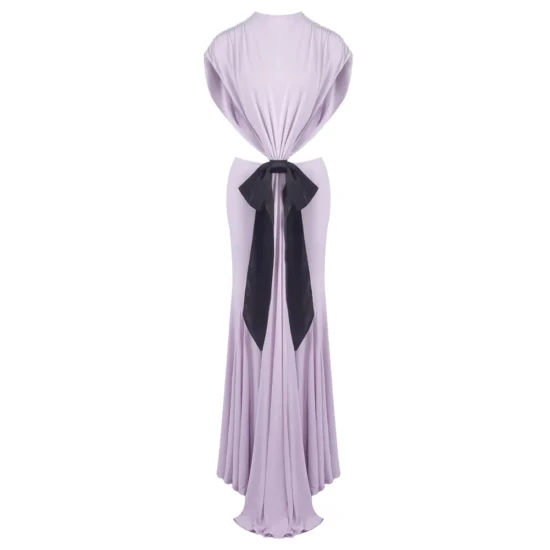 B-E Elegance, Elevated Sleeveless O-Neck Hollow Out Waist Bodycon Gown Dress - Image 7