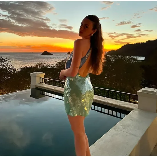 Sequins Halter Hollow Out Dress - Image 3