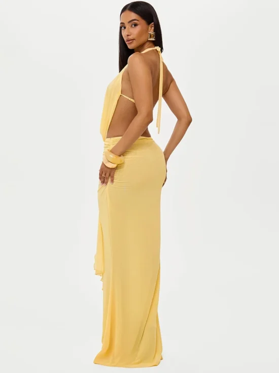 Sexy Dress Set Halter Crop Top And Maxi Skirt - Image 3