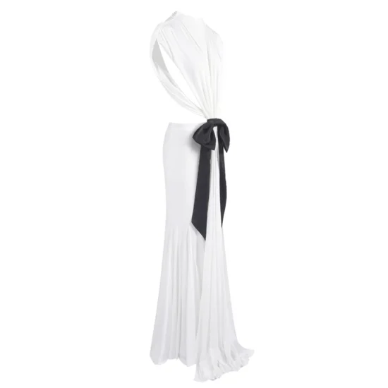B-E Elegance, Elevated Sleeveless O-Neck Hollow Out Waist Bodycon Gown Dress - Image 11