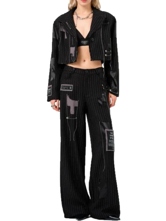Striped Spliced Pin Two Piece Set - Image 7