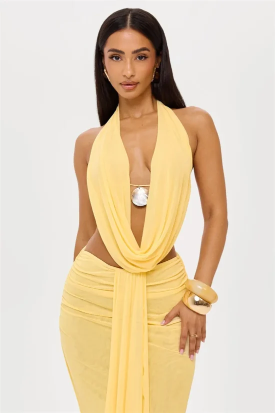 Sexy Dress Set Halter Crop Top And Maxi Skirt - Image 7