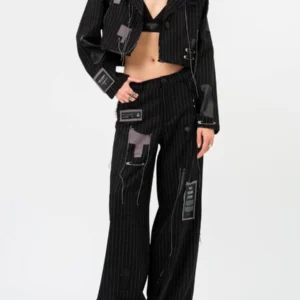 Striped Spliced Pin Two Piece Set