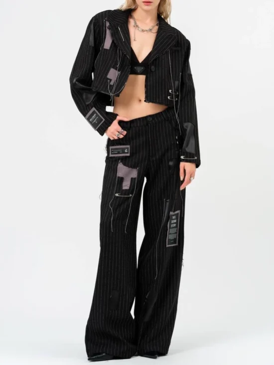 Striped Spliced Pin Two Piece Set