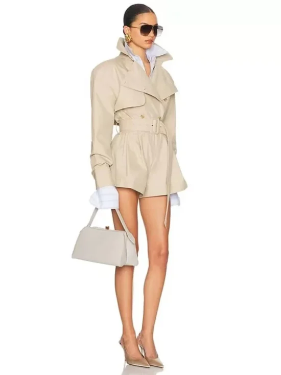 Bossy Lapel Neck Long Sleeve Jacket Jumpsuit With Belt - Image 5