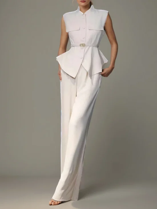 B-E Powerful Solid Two Piece Set Suit - Image 2
