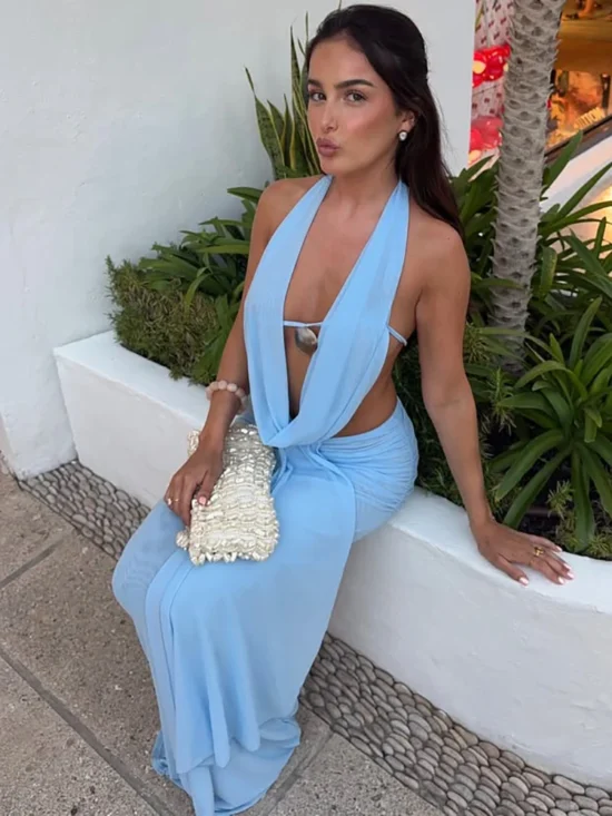 Sexy Dress Set Halter Crop Top And Maxi Skirt - Image 6