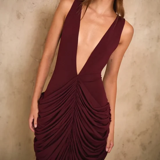 B-E Sexy Deep V-neck Draped  Dress - Image 7